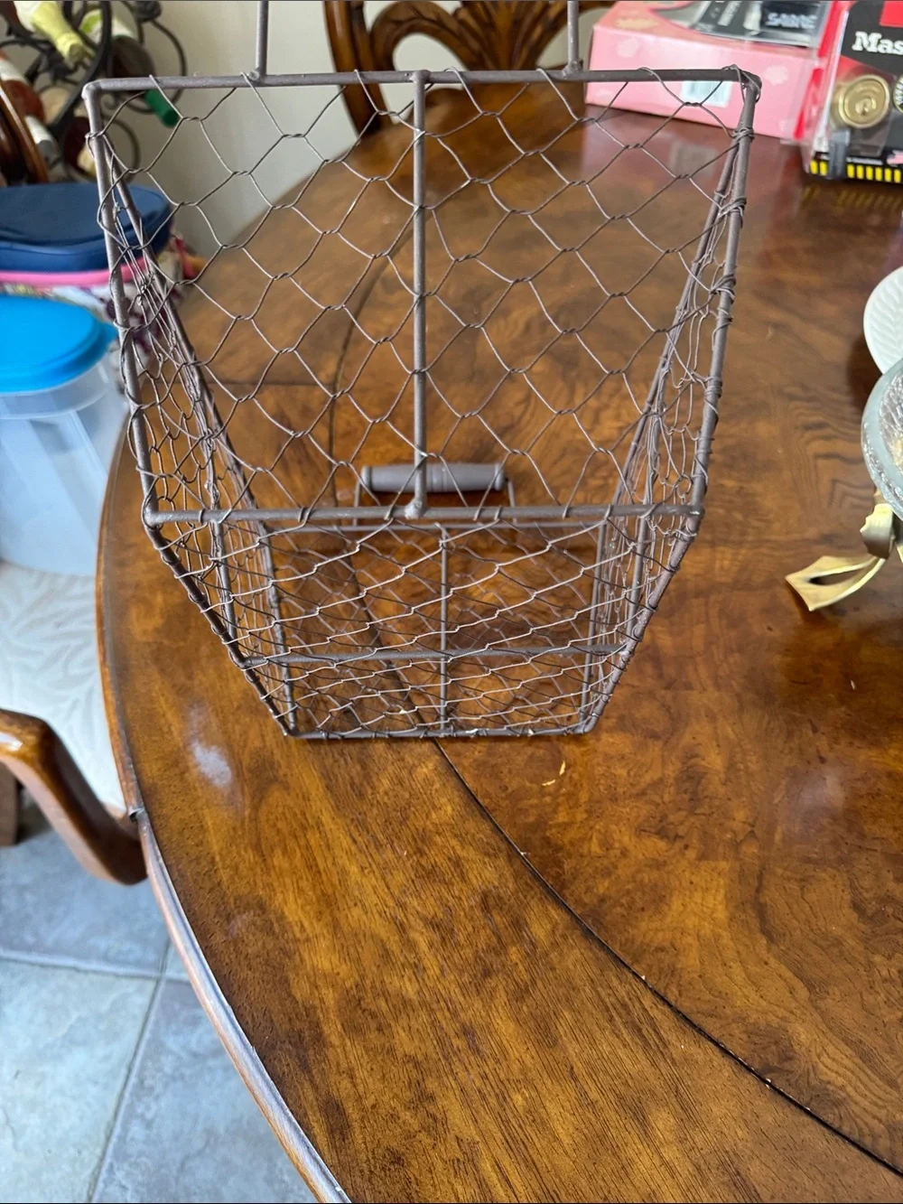 Rustic Wire Storage Basket with Gray Finish